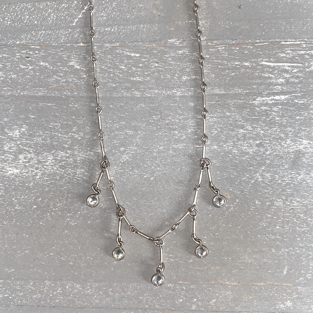 Silver Elegant Crystal Rhinestone Dangle Necklace